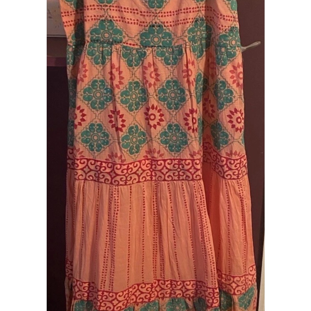 Oliphant Phoenix Rose Maxi Dress Sleeveless Coral Boho Print Womens M - Picture 11 of 16